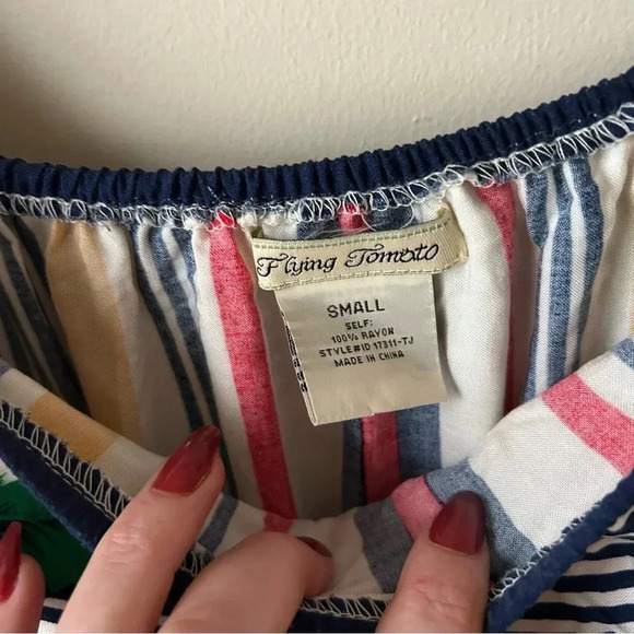 Flying Tomato Off The Shoulder Striped Floral Maxi Dress Women’s Size Small - Picture 5 of 7